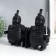 Polystone souvenir "Terracotta warrior with a sword and shield" set 2 pcs black 9x13x20 cm