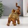 Souvenir Polystone "Elephant in the Golden Popon with Rhili" 11x5.7x13 cm
