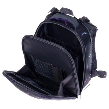 School backpack 38 x 30 x 16 cm, ergonomic back, stavia "flamingos mini", black/pink-8