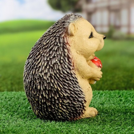 Garden figure "Hedgehog with mushrooms" 12x13x16cm-4