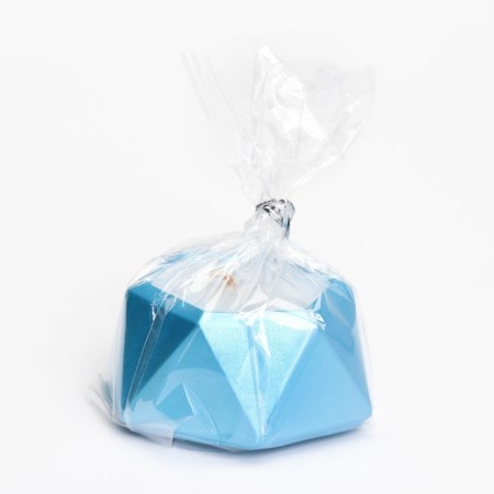 Candle "Hexagon. Marble" in the candlestick of gypsum is small, 7x3.5cm, blue-3