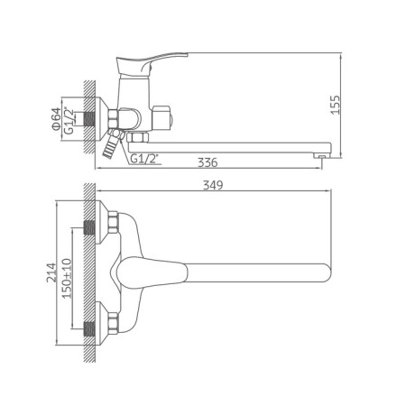 Accoona A7151 bath mixer, single -leaf, brass, chrome-8