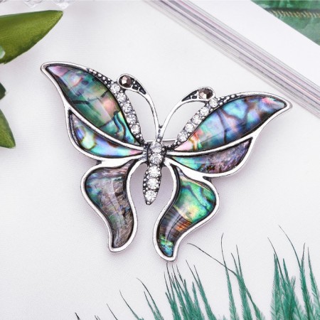 Brooch "Galiotis" butterfly flying, in silver
