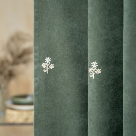 Set of curtains "Ginko", size 145x270 cm, emerald color-3