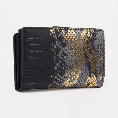 Women's wallet on a magnet, black color-1