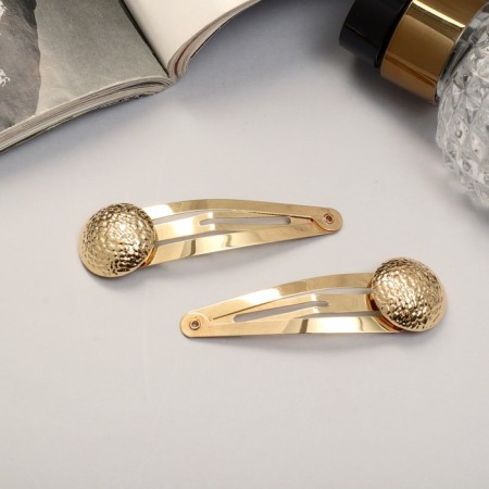 Invisible hair "Amanda" (set 2 pcs) circle, 6.5 cm, gold