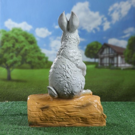 Garden figure "Bunny on a log" Gray, 45cm-2
