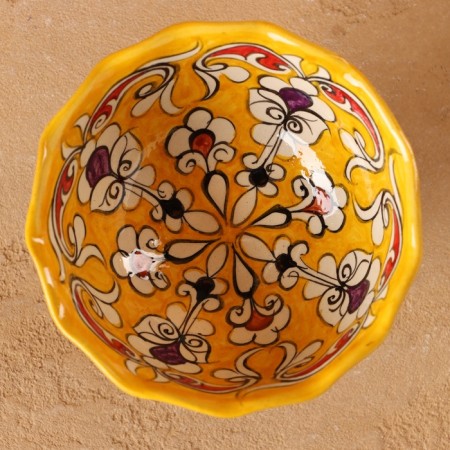 Candy of Rishtan ceramics "Flowers", yellow 12 cm,-2