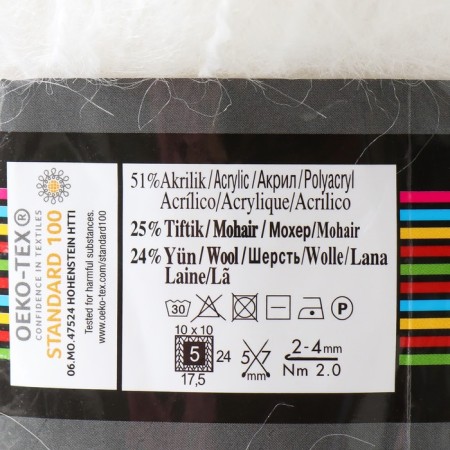Yarn "Mohair Classic" 25% moher, 24% wool, 51% acrylic 200m/100g (55 white)-3