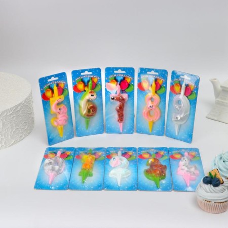 Show Box with candles for cake numbers "animals" 10.2 cm, 50 pieces-1