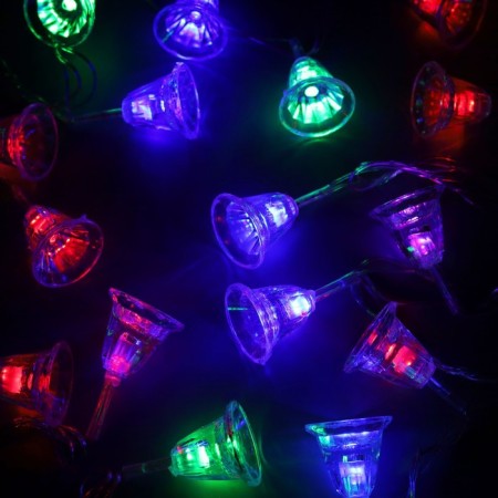 Garland “thread” 5 m with nozzles “bells”, IP20, transparent thread, 20 LED, glow of multi (RG/RB), flashing, 220 V