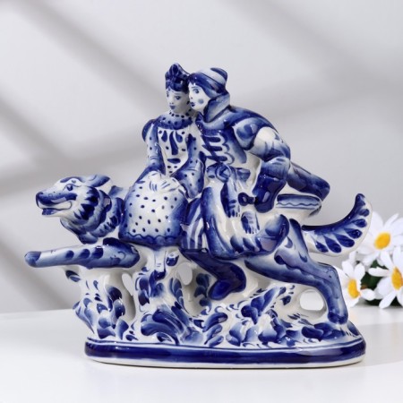 Souvenir "Ivan Tsarevich on the gray wolf" 25x10x20.5 cm, Gzhel-5