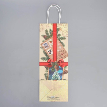 Package for the bottle "Post", 13 x 36 x 10 cm, New Year-6