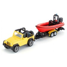 A jeep with a boat