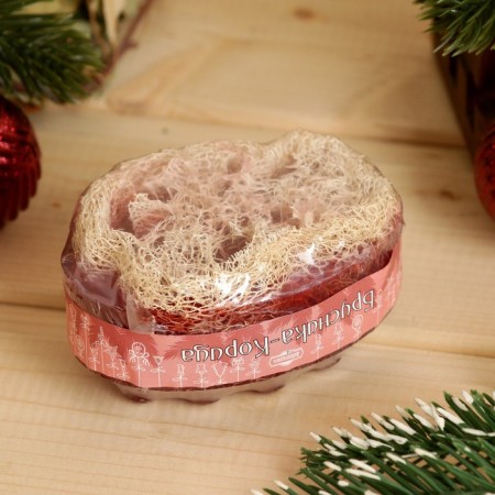 New Year. Massage soap with Luffa "Brusnik - Cinnamon" 100 g-3