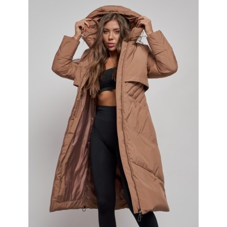 Coat insulated winter female, size 48, brown color-13