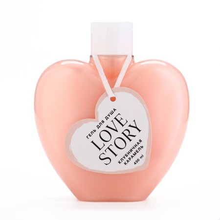Shower gel Love Story, 430 ml, strawberry caramel, pure happiness