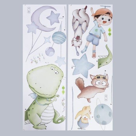Sticker Plastic Interior Color "Flight with beasts on the ball" set 2 sheets 30x90 cm-1