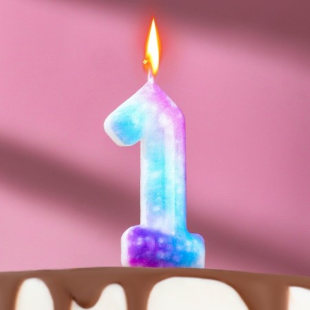 Candle in the cake on the skewer "Galaxy", the number 1, 5.5 cm
