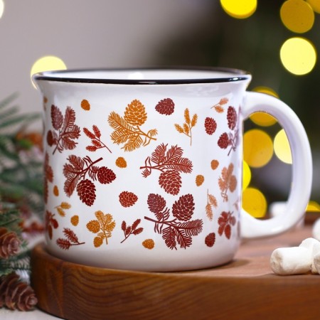 Ceramic "New Year's print" mug, 450 ml, white color-1