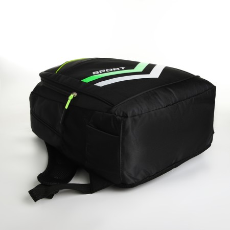 Youth backpack with a zipper, 4 pockets, black/green color-4
