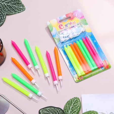 Candles in the cake "Color", 8 cm, classic, set 8 pcs-1