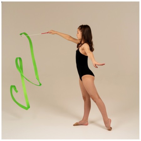 Ribbon for rhythmic gymnastics with a stick Grace dance, 4 m, green color-4