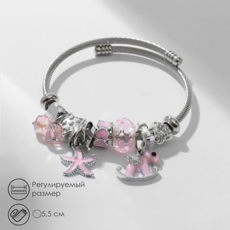 Assortment "Mardgeri" Multi, horse, pink color in silver