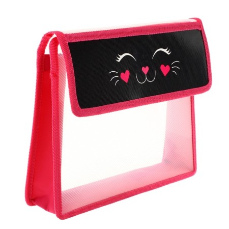 A5 notebook folder (230 x 190 x 50 mm), with Velcro valve, plastic/textiles, calligrata, "muzzle of a cat"-1