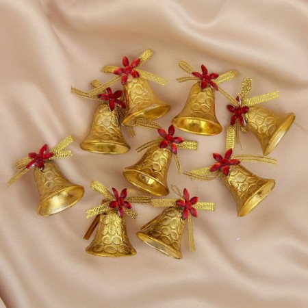 Jewelry decoration "relief bells" (set 9 pcs) 2 cm, mix, gold
