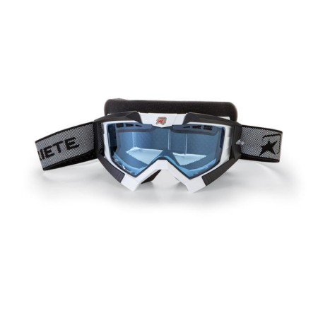 Snowmobile mask Ariete Riding Crows Basic, white, blue lenses