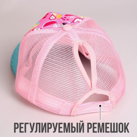 Baby cap for a girl with a grid Fruit, rr. 52-54 cm-2