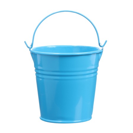 Bucket of decorative, average: height 8 cm, diameter 8 cm, blue-1