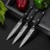 Set of kitchen knives "Night", 3 objects, blade 12 cm, black color