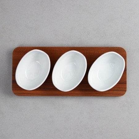 Menzhitsa "Alale", 3 pcs: 150 ml, wooden base, porcelain, Iran-4