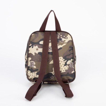 Baby backpack on lightning, external pocket, camouflage color/brown-6