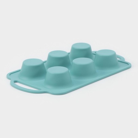 The form for baking "Figures. Circle ”, 32.5 × 18.5 × 4 cm, 6 cells, (7 × 7 × 4 cm), turquoise color-3