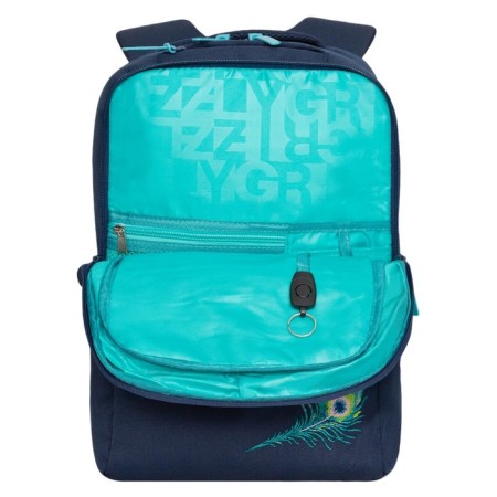 Youth backpack 40 x 28 x 16 cm, Grizzly, ergonomic back, laptop compartment, blue-2