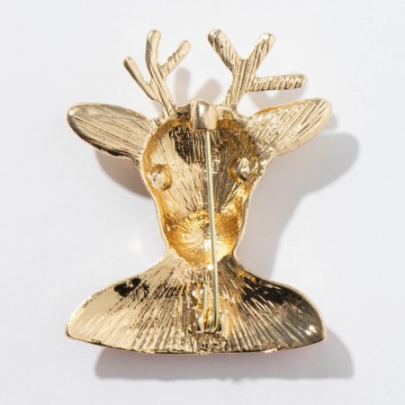New Year! New Year's Brooch "Deer" in a sweater, colored in gold-2
