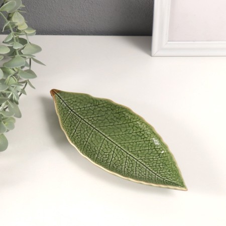 Souvenir Ceramics stand "Forest leaf" Green 20.5x8.5x2 cm-1
