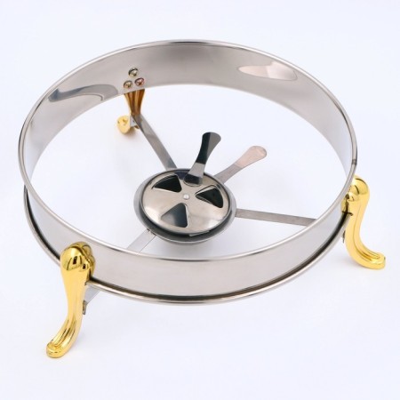 Stainless steel marmitis is round on a heating stand, 26 × 22 cm, glass cover-2