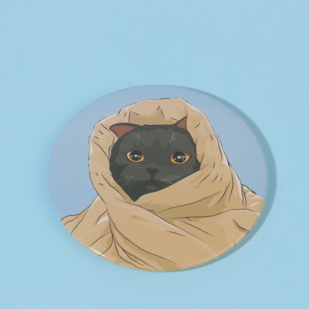 Pocket mirror "cat", d = 7 cm, multi -colored-4