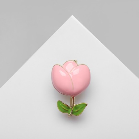 Brooch "Flower", color pink green in gold-1
