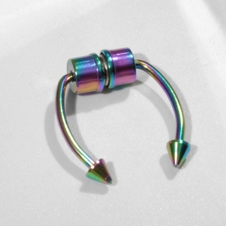 Nose piercing (fake for septum) with interchangeable nozzles, on a magnet, color mix-2