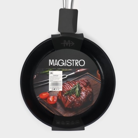 Pan Magistro Rock Stone, D = 20 cm, h = 4 cm, anti -stick coating, induction, black color-9