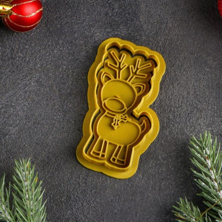 Books Form "Christmas Deer", cutting, stamp, gold color-1