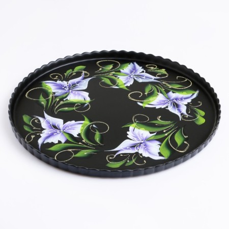 Tray "Iris on the black" art painting 28 cm-4