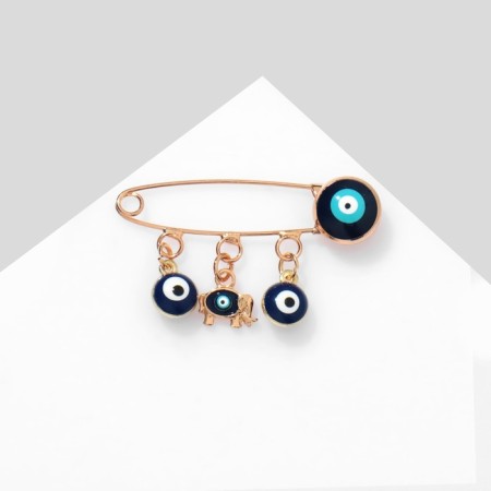 Bulavka-reinforcing "Health", 3 pendants 3.5 cm, blue color in gold-1