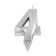Candle in the Cake "Fine", number "4", silver metallic, 6.5 cm