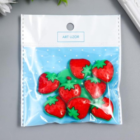 A set of buttons of decorative plastic "Red strawberry" set 10 pcs 2.5x2.2 cm-3